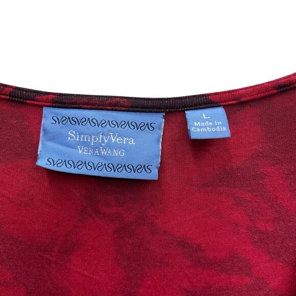NEW Simply Vera Vera Wang Red and Black Crossover V-Neck Dress Size Large - Picture 5 of 10